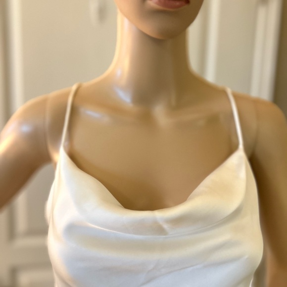 Alice + Olivia Cream Asymmetrical Cowl Neck Sundress - Picture 3 of 8